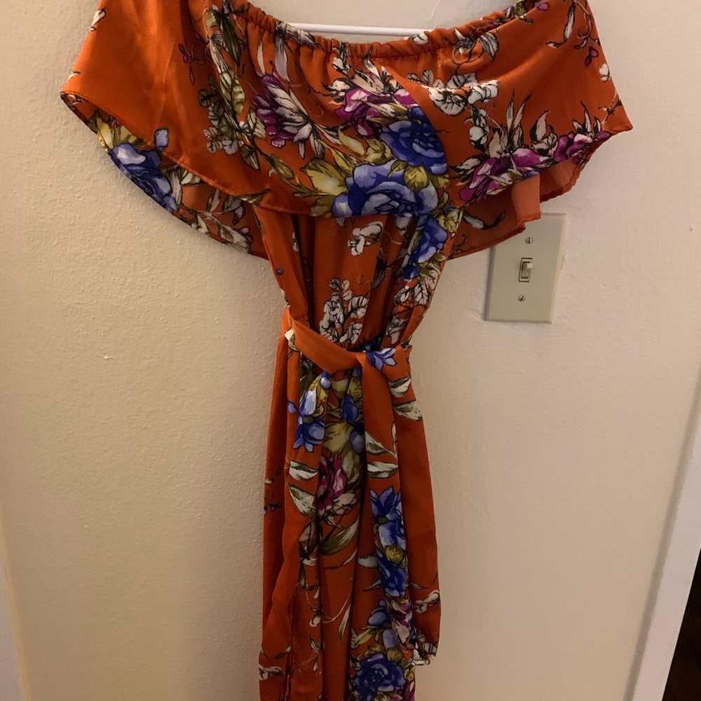 Orange flowery maxi dress